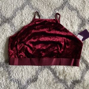 Saki Silver merlot velvet halter crop top
